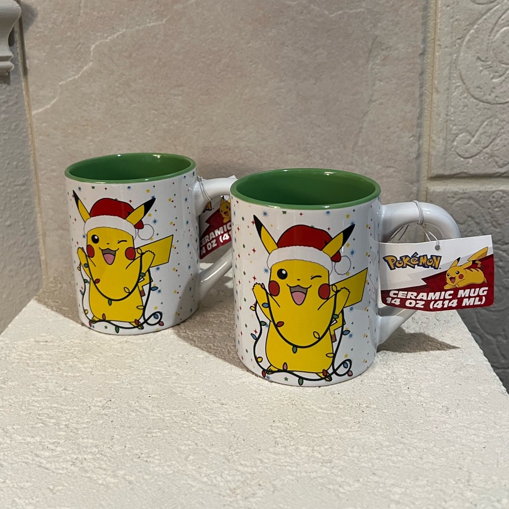 NWT 2 Christmas Pokémon pikachu Santa hat coffee tea mugs ceramic cups